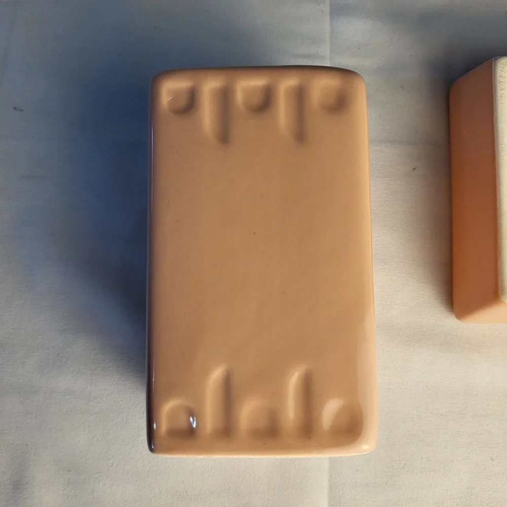 MCM Coral/Pink Ceramic Toothbrush Holder and Soap Dish